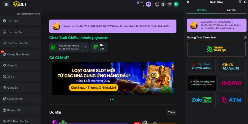 Tài Xỉu Nổ Hũ V9Bet – Săn jackpot cực đỉnh mỗi ngày 4 Hệ thống nạp tiền tại V9Bet hỗ trợ đa dạng các phương thức